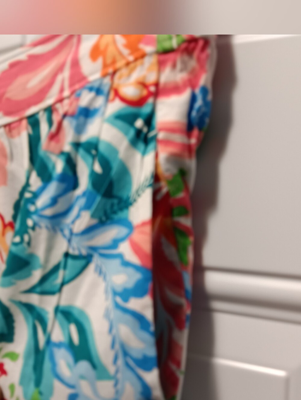 Tropical Floral Tiered A-Line Midi Skirt Sz M Cottagecore Cotton/Rayon Blend - Picture 10 of 11